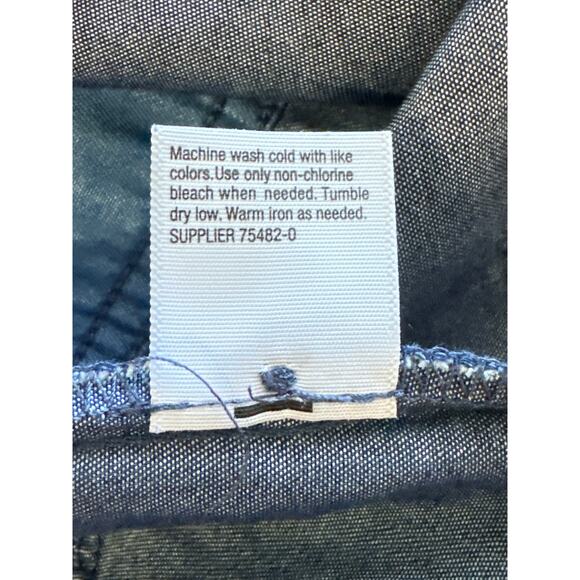 A.N.A. Denim Patchwork Button Up Shirt M Color Blocked Denim on Denim Trend - Picture 10 of 13